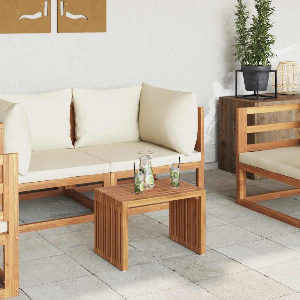 Stolik ogrodowy z litego drewna tekowego, brązowy, 50 x 32,5 x 35 cm, stabilny stół ogrodowy na taras, balkon i do ogrodu, uniwersalny stół tarasowy do jedzenia i pikników na świeżym