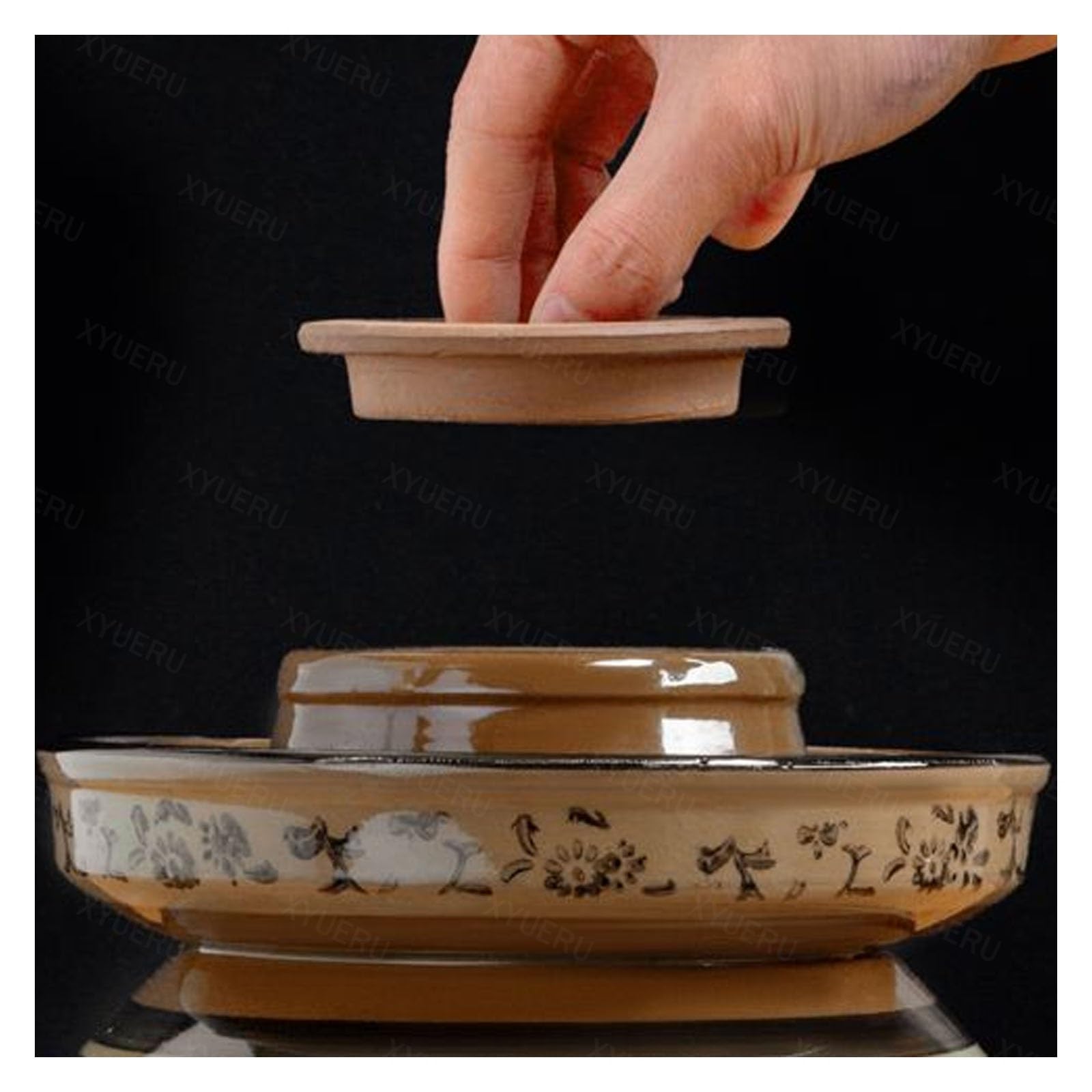 Barattolo in ceramica per sottaceti, kit vintage per fermentazione con coperchio ermetico per decapaggio verdure e conservazione degli alimenti