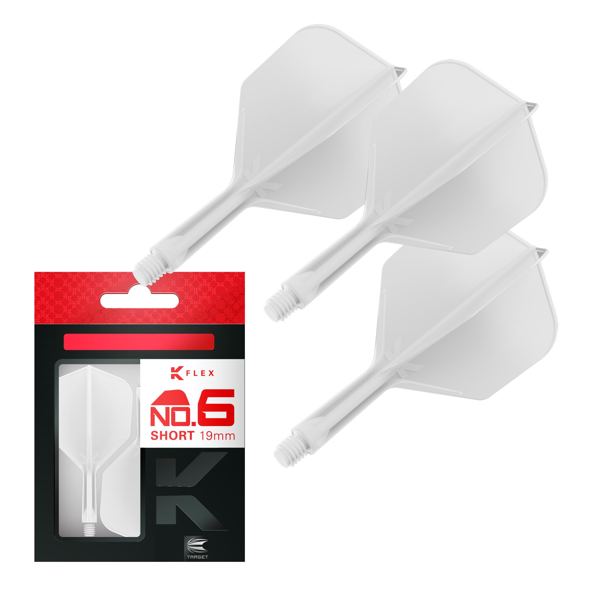 Target Darts K Flex Integrated Dart Flights And Shafts, No.6 | Pack Of 3 K-Flex - No6, Kflex All In One Moulded Dart Flight & Stem Lengths: Short, Intermediate & Medium | Professional Dart Accessories
