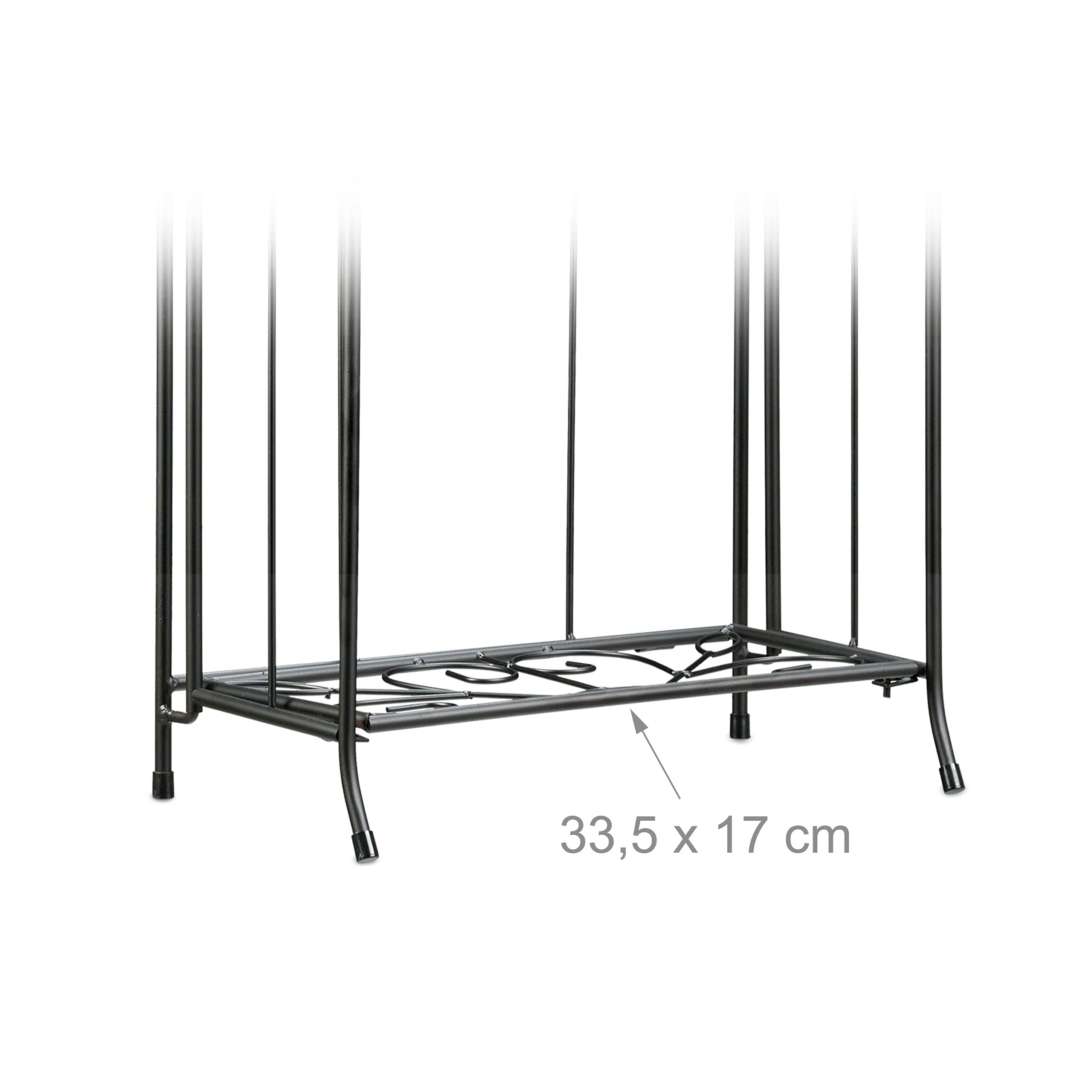 Relaxdays Blumenregal Metall 2-stöckig für Topfpflanzen, Balkon-Deko draußen, stehend HxBxT: 64,5 x 33,5 x 18cm, schwarz, 18 x 33.5 x 64.5 cm