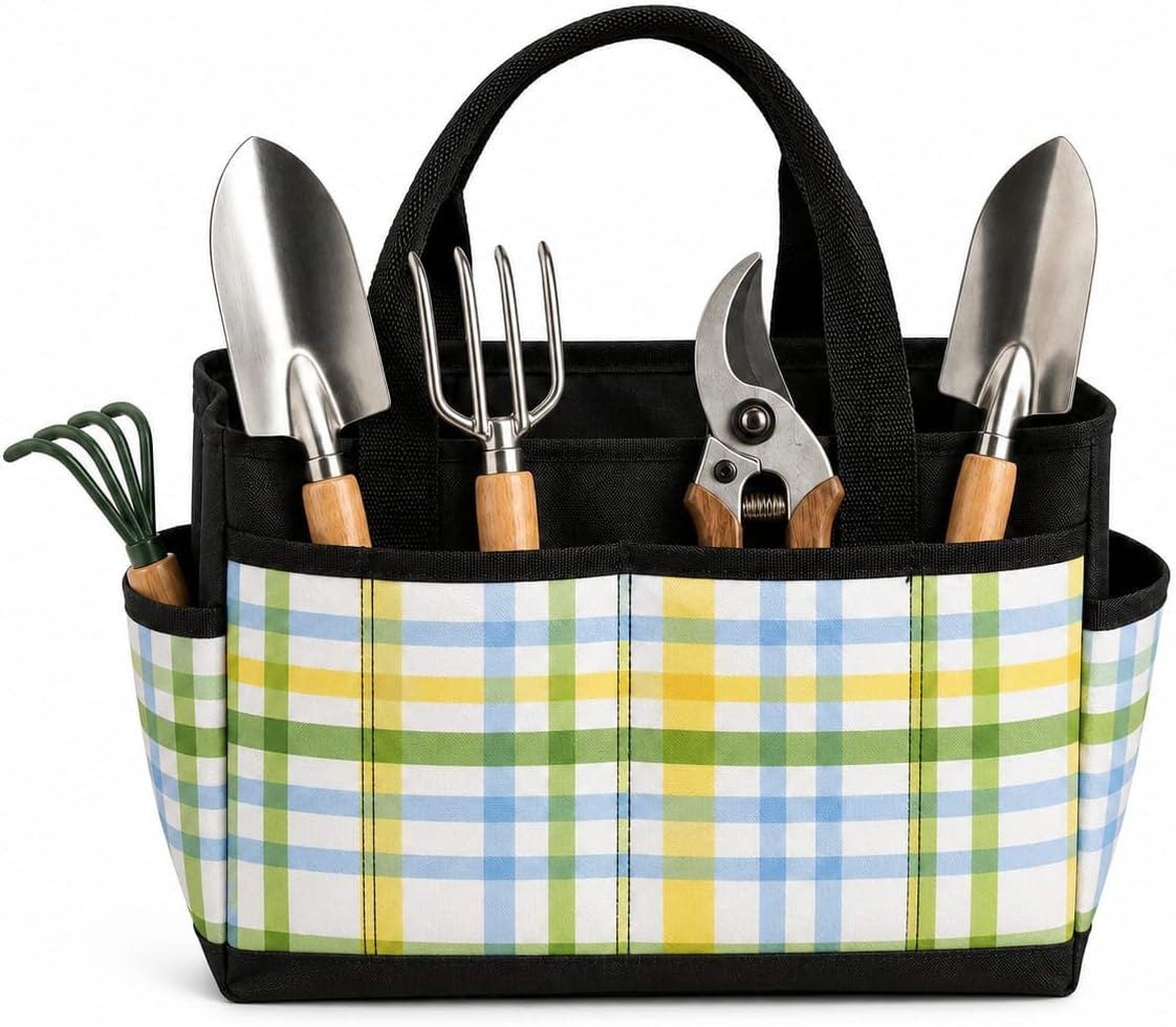 Berry Ribbon Stripe Garden Tool Bag Organizer for Potting, Cheerful Style