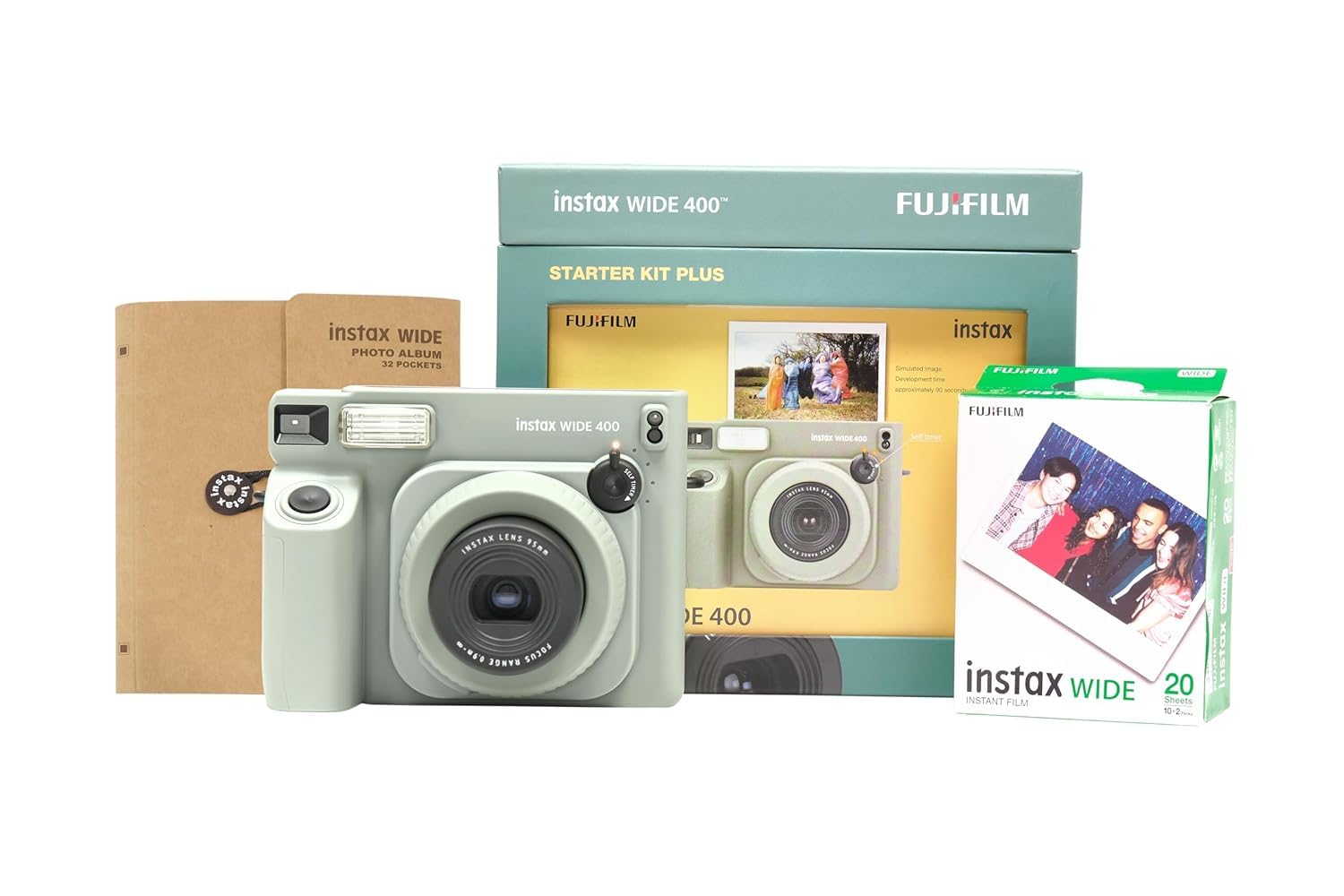 Fujifilm Instax Wide 400 Starter Kit Plus Green - 20 Shots