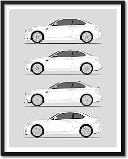 BMW M2 Inspired Poster Print Wall Art Handmade Decor of BMW M2 F87 G87 CS Generations History Evolution 17x22" (Unframed) Satin Print