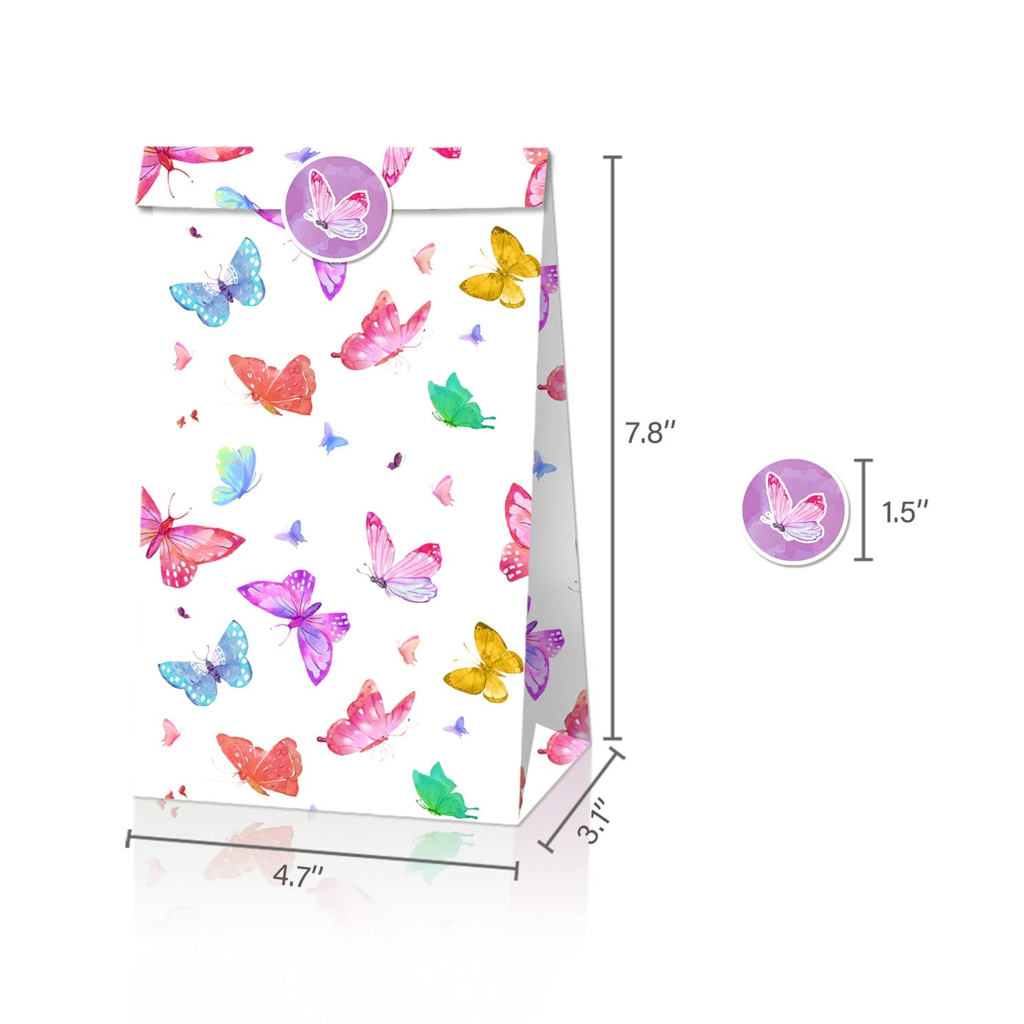 24x Schmetterlings-Geschenktüten Mit Seidenpapier - Rosa & Lila, Papiertüten Mit Griffen Für Geburtstag, Babyparty