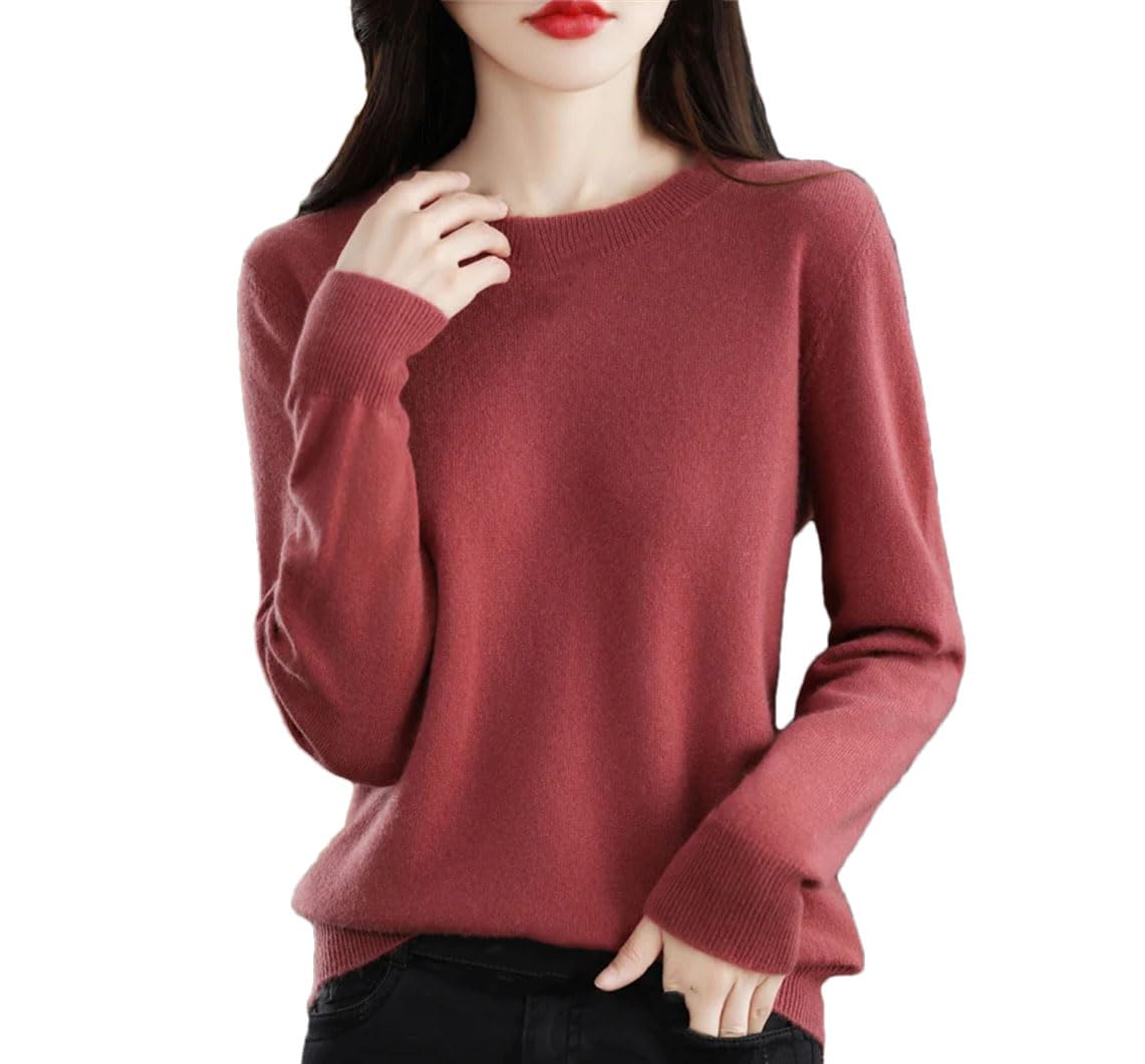 Maglione da donna in lana, a maniche lunghe, tinta unita, morbido, casual