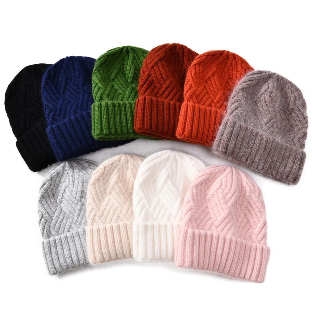 Wvapzxx Chapeaux Tricotés En Cachemire Uni Pour Femmes, Bonnet Chaud Et Élégant Pour L'hiver