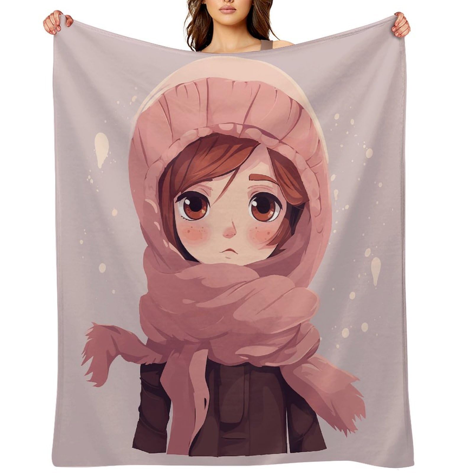 Fekiloot Girls Style With Scarf Throw Blankets Camping Blanket50 X60