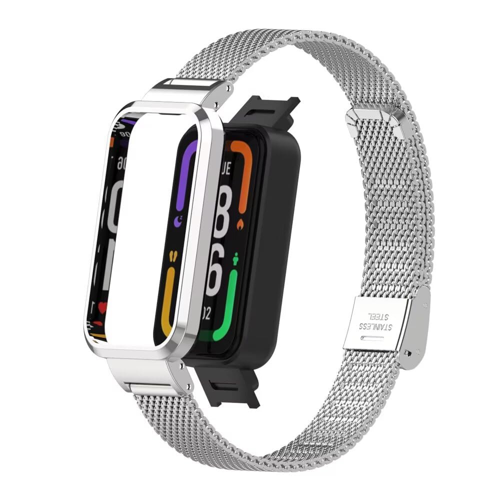 Compatible for Xiaomi Redmi Smart Band Pro Strap,Redmi Smart Band Pro Stainless Steel Metal Replacement Bands Straps Watchband Accessories for Xiaomi Redmi Smart Band Pro Bracelet