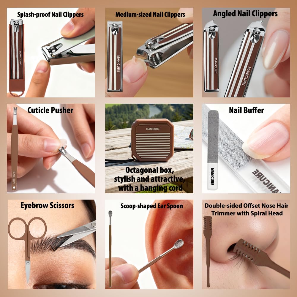Nail Clipper Set,Manicure Set 8 in 1,Adult Easter Basket Stuffers Men,Nail Supplies,Pedicure Kits,Cuticle Cutter,Mens Manicure Set for Thick Nails for Seniors,Gifts for Husband