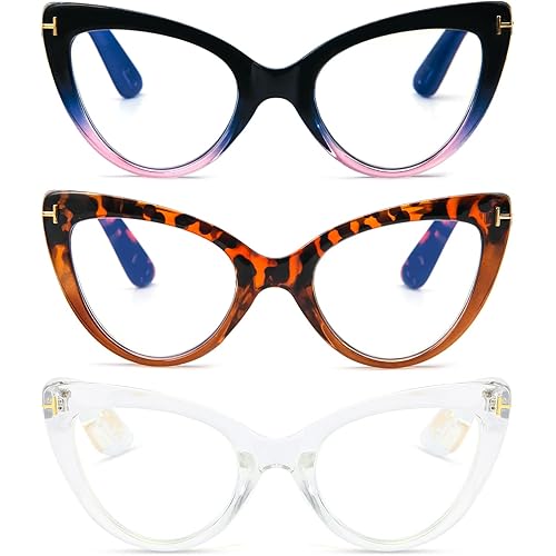 DXYXYO Blue Light Blocking Oversized Cat Eye Reading Glasses for Women 3.0 Vintage Readers Retro Cute Fashion Computer Eyeglasses