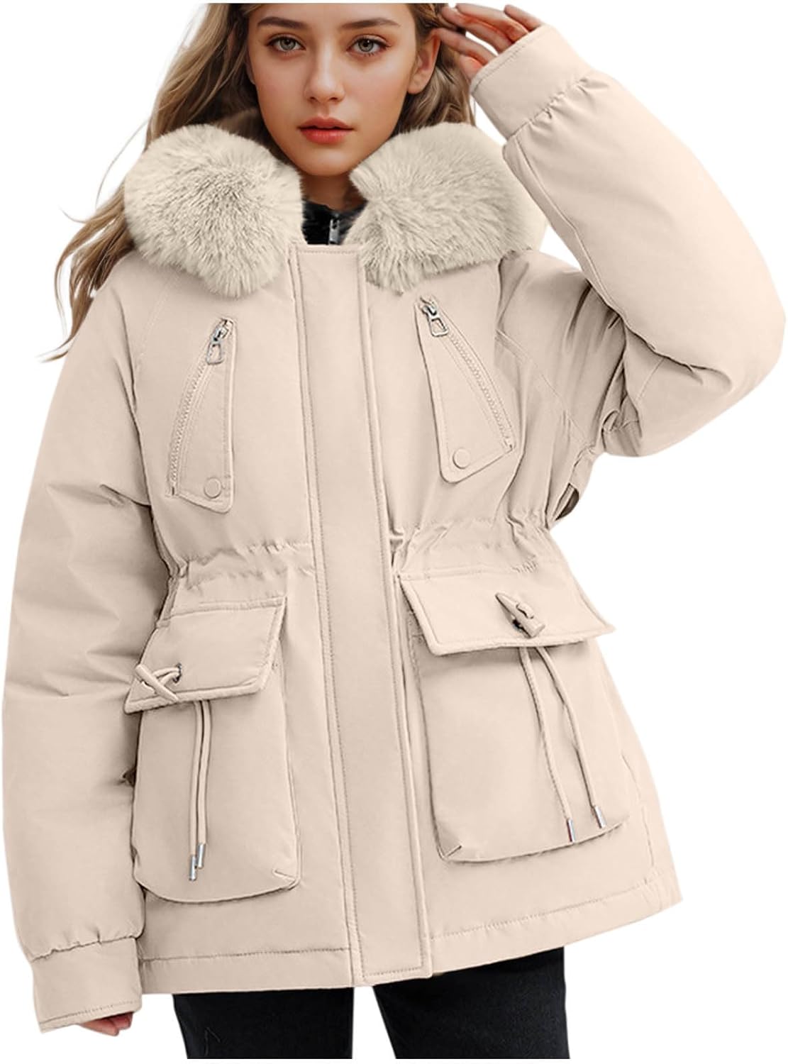 Akklian Womens Full Zip Up Hoodie Workout Sports Jacket Windproof Sweatshirt Slim Fit Long Sleeve Thicken Parka Track Jacket