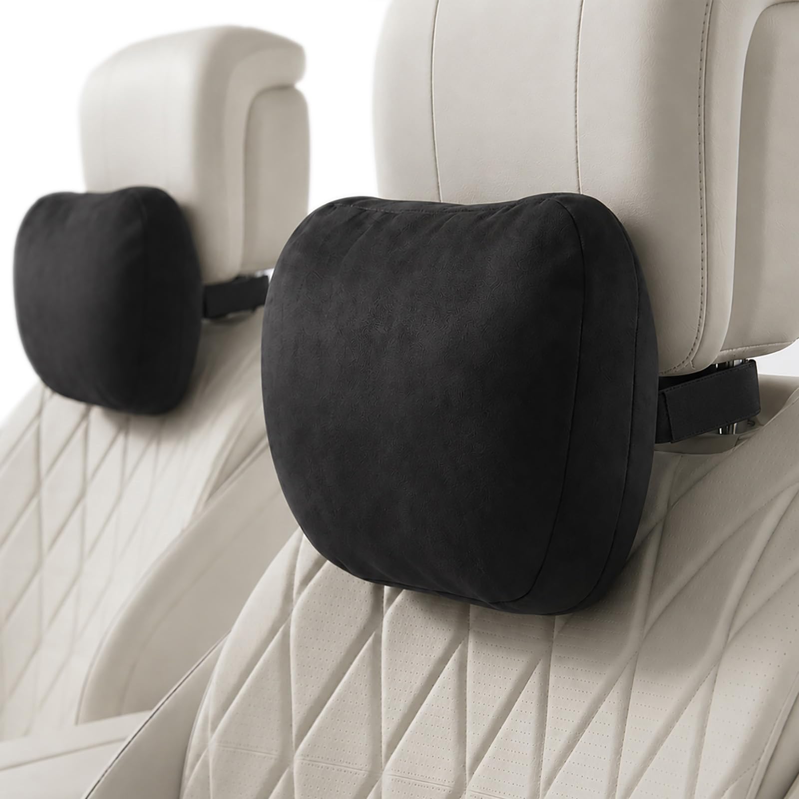 Photo 1 of 2 PCS Car Pillow for Driving Seat Soft Suede Headrest Neck & Lumbar Support