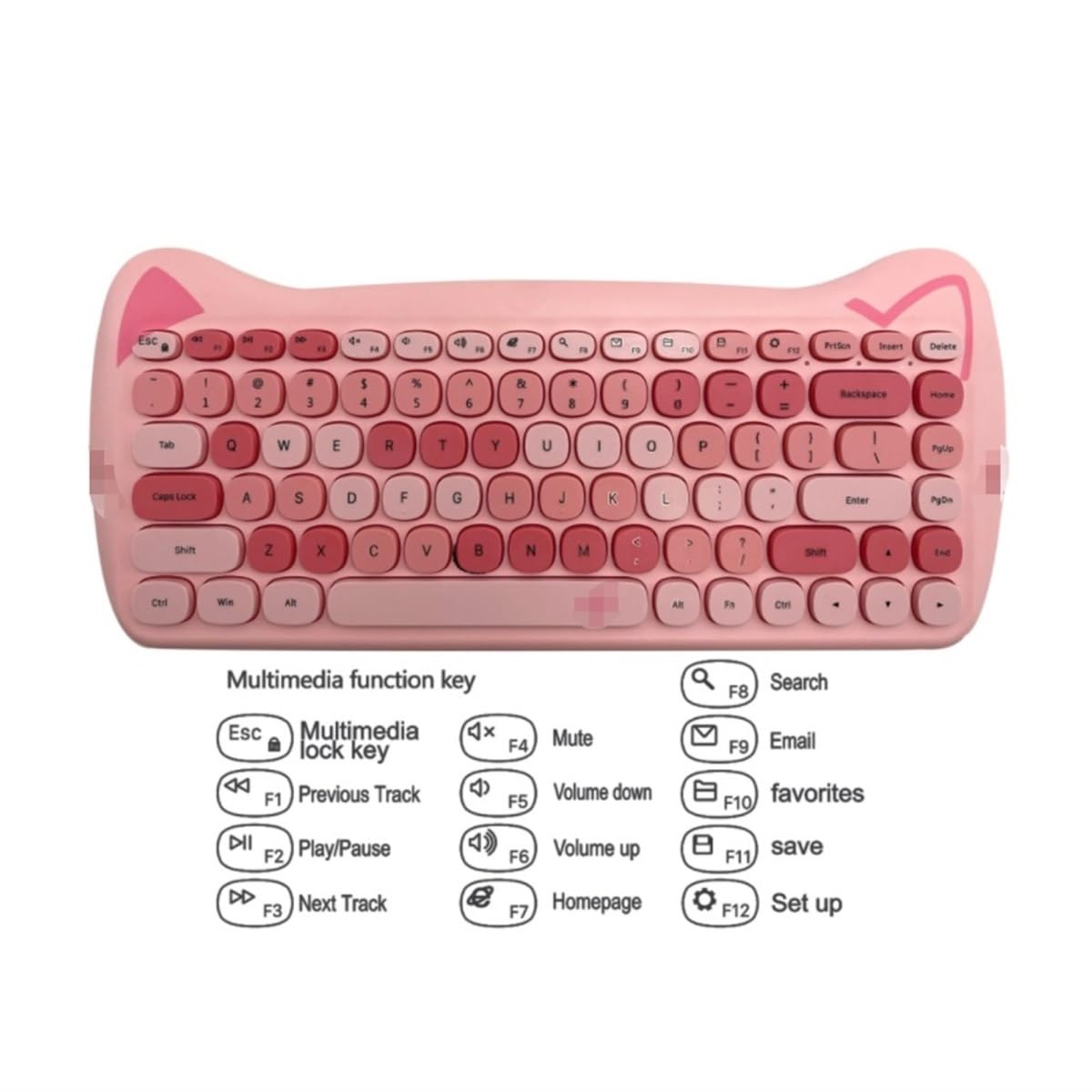 Klawiatury I Myszy Zestaw 84-klawiszowej Klawiatury I Myszy Matowe Wykończenie Bezprzewodowa, Ergonomiczna Konstrukcja 2.4G Zestawy Klawiatura I Mysz(Pink)