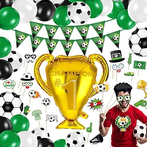Football Party Supplies, 96PCS Soccer Party Supplies Decor lncluded Balloon Banners Photo Booth Props Football Themed Decor for Game Day,Soccer Birthday Party, Football Fans, 2022 Football World Cup Cover