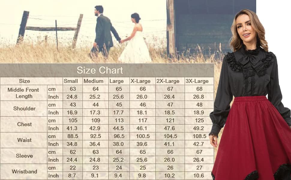 Women Victorian Blouse Long Sleeve Shirts Stand Collar Lotus Ruffle Medieval Gothic Tops - Image 9