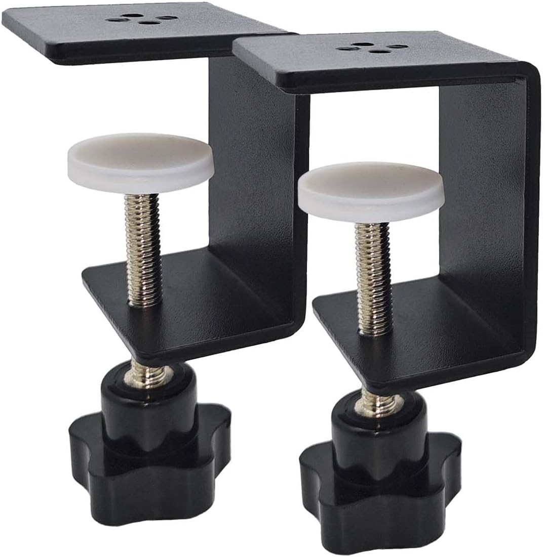 2 Pack Heavy Duty C Clamp & Desk Clamp | Wide Jaw Metal Woodworking Clamps, Adjustable Shelf Clamps for Desk Extension/Panel Work (Sturdy Multi-Purpose Clamping Tool)