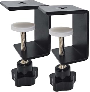 Jhanw 2-Pack Heavy Duty C-Clamps & Desk Clamps - Wide Jaw Steel Woodworking Clamps for Desk Extension, 600lbs Capacity