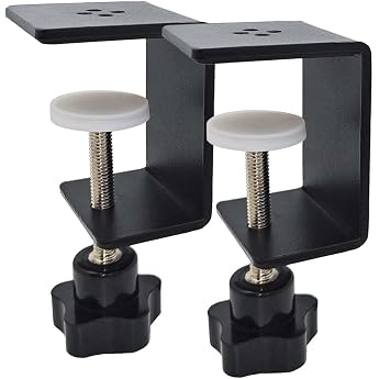 C Clamps Heavy Duty Black Desk Clamp 2 Pack Metal Clamps for Panel Clamps Woodworking Adjustable Clamp on Desk Shelf for Desk Extension