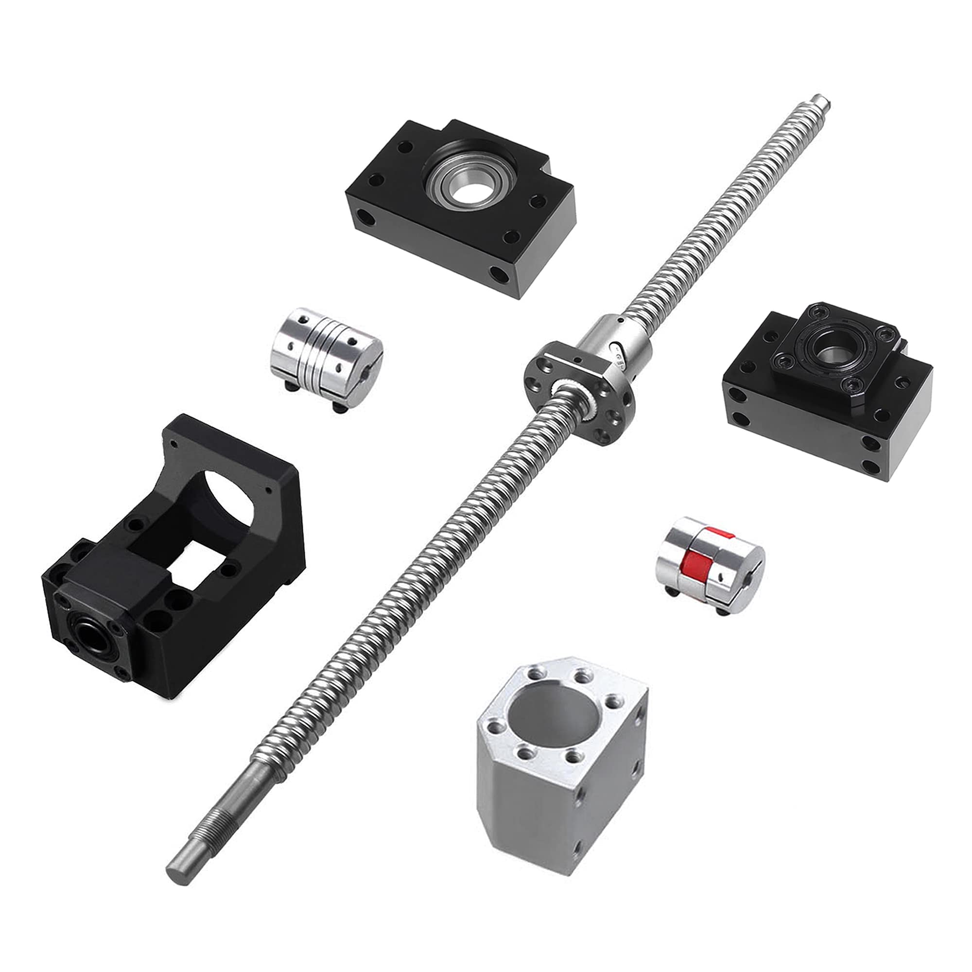 CNCMANS CNC Machine Kit 700mm Ball Screw SFU1605 Diameter 16mm Pitch 5mm with BK/BF12 End Support, 2PCS Couplers, Nut Housing and Motor Bracket for Nema 23 Stepper Motor (700mm/27.55inch)