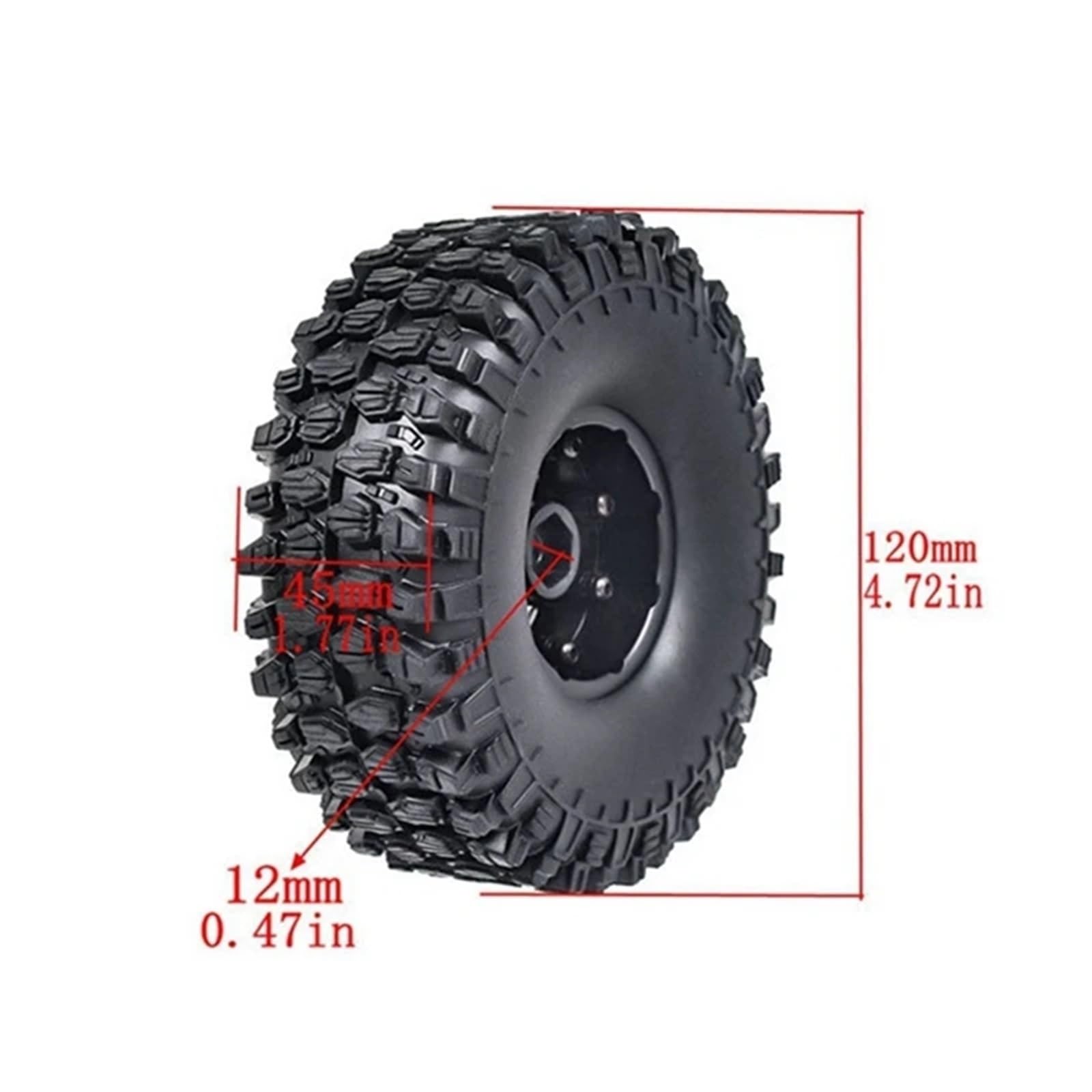 Neumáticos RC para Traxxas TRX-4 para D90 para Axial SCX10 II para Redcat 120Mm 1,9 Juego De Neumáticos Llanta Beadlock para Coche Trepador Control Remoto 1/10