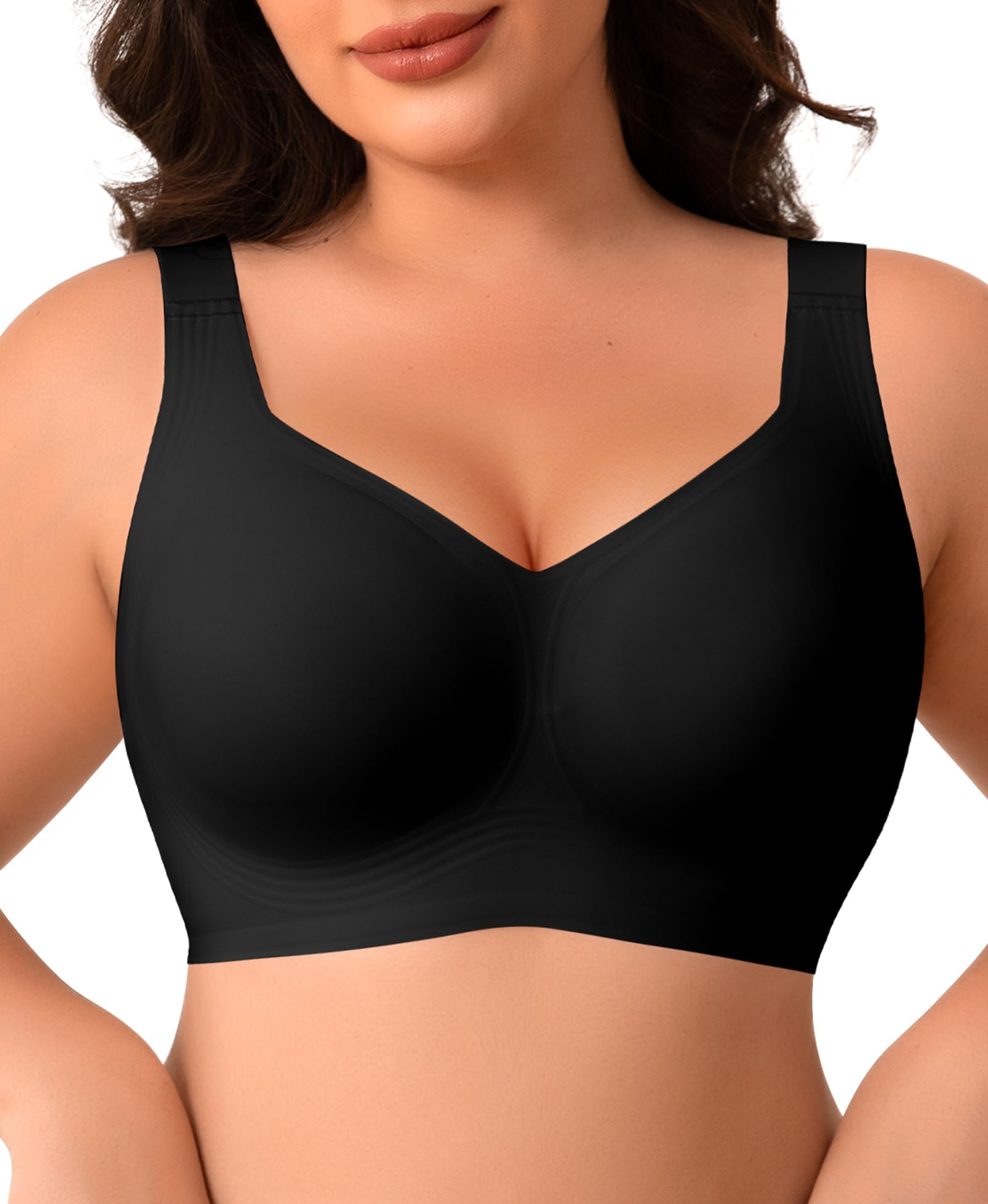 Werena Minimizer BH Damen Ohne Bügel für Große Brüste Seamless Jelly Push Up Bra mit Starkem Halt Vollschalen Bügelloser Entlastungs BHS Komfort Soft T-Shirt Breite Träger Bralette