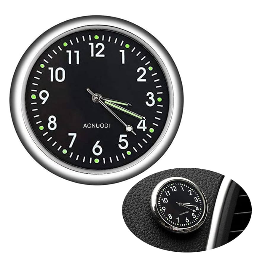 Garneck Mini Horloge De Voiture Lumineuse à Quartz Design Compact Pour