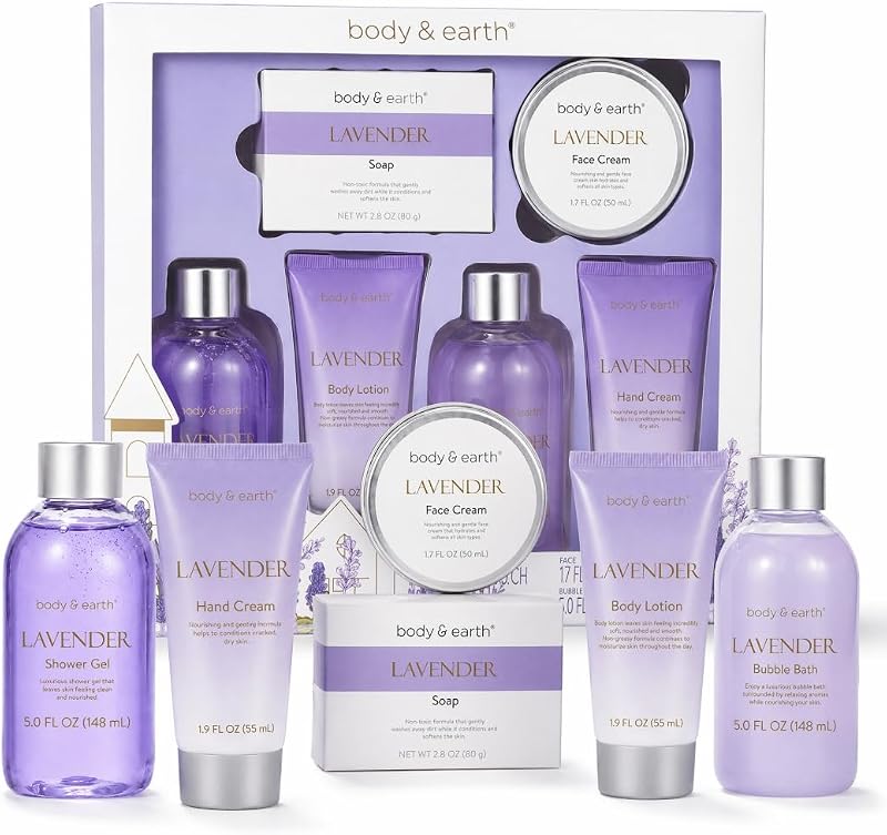 BODY & EARTH Conjunto para Banho e Corpo com Lavanda, 6 peças
