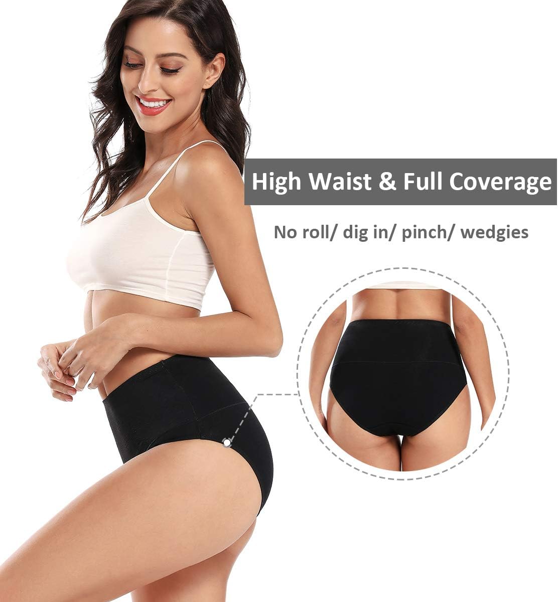 wirarpa Women's Cotton Stretch Underwear Briefs Soft Breathable High Waisted Full Coverage Ladies Panties Multipack - Image 4