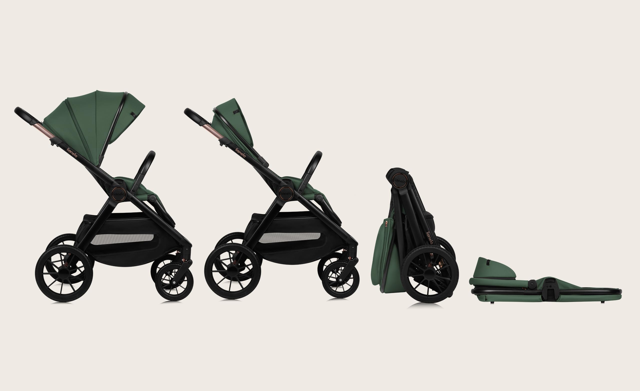 LIONELO LAYLA 2 w 1 Wózek Spacerowy Dziecięcy 0-48 miesięcy do 22 kg Gondola do 9 kg, Regulacja Oparcia i Podnóżka, AiryDots, Obrotowe Koła PU 360° Pełna Amortyzacja Budka XXL