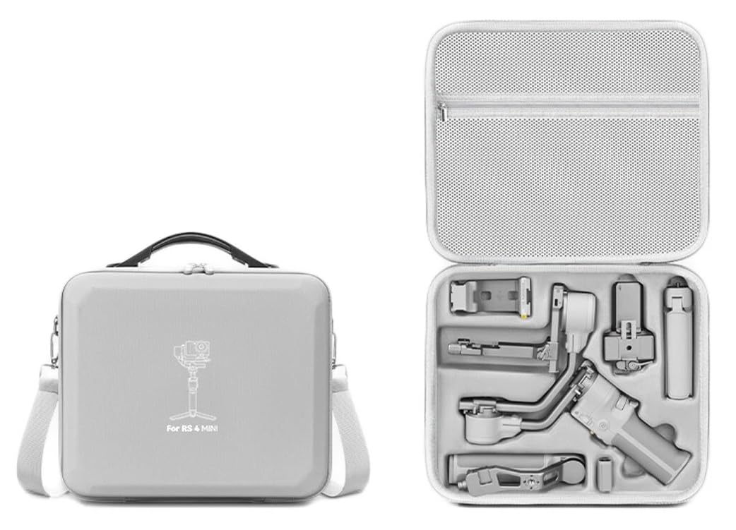 M.G.R.J® Portable Carrying Case Cover for DJI RS 4 Mini Gimbal Stabilizer and Accessories (Hard|PU Leather|Grey)-picture-12