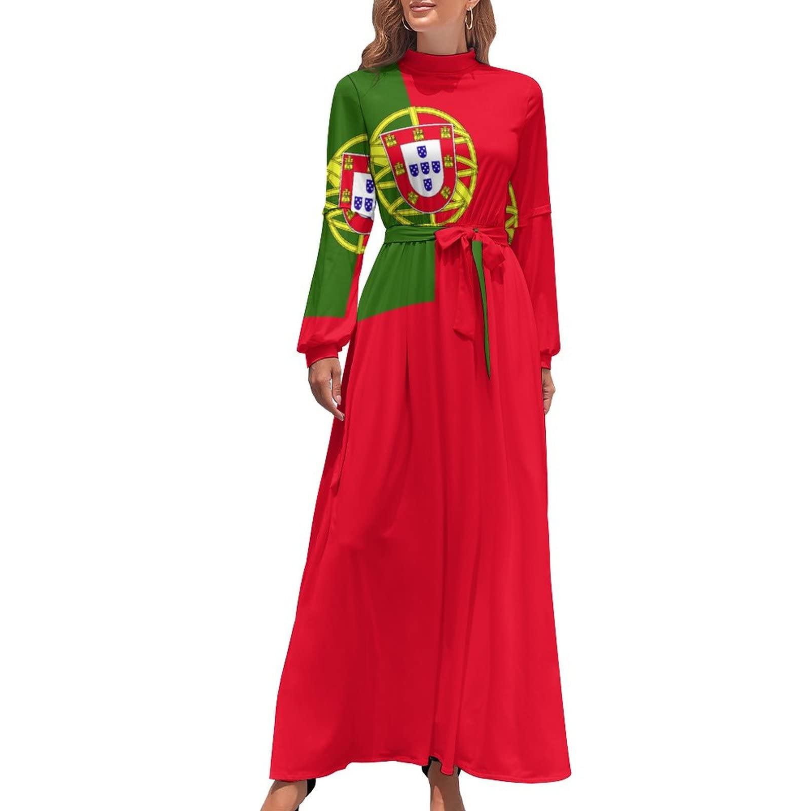 TAIZIYEAH Long Dress Elegant Casual Long Dress Portugal Flag Girls Summer Sunshine Beach Skirts for Womens L