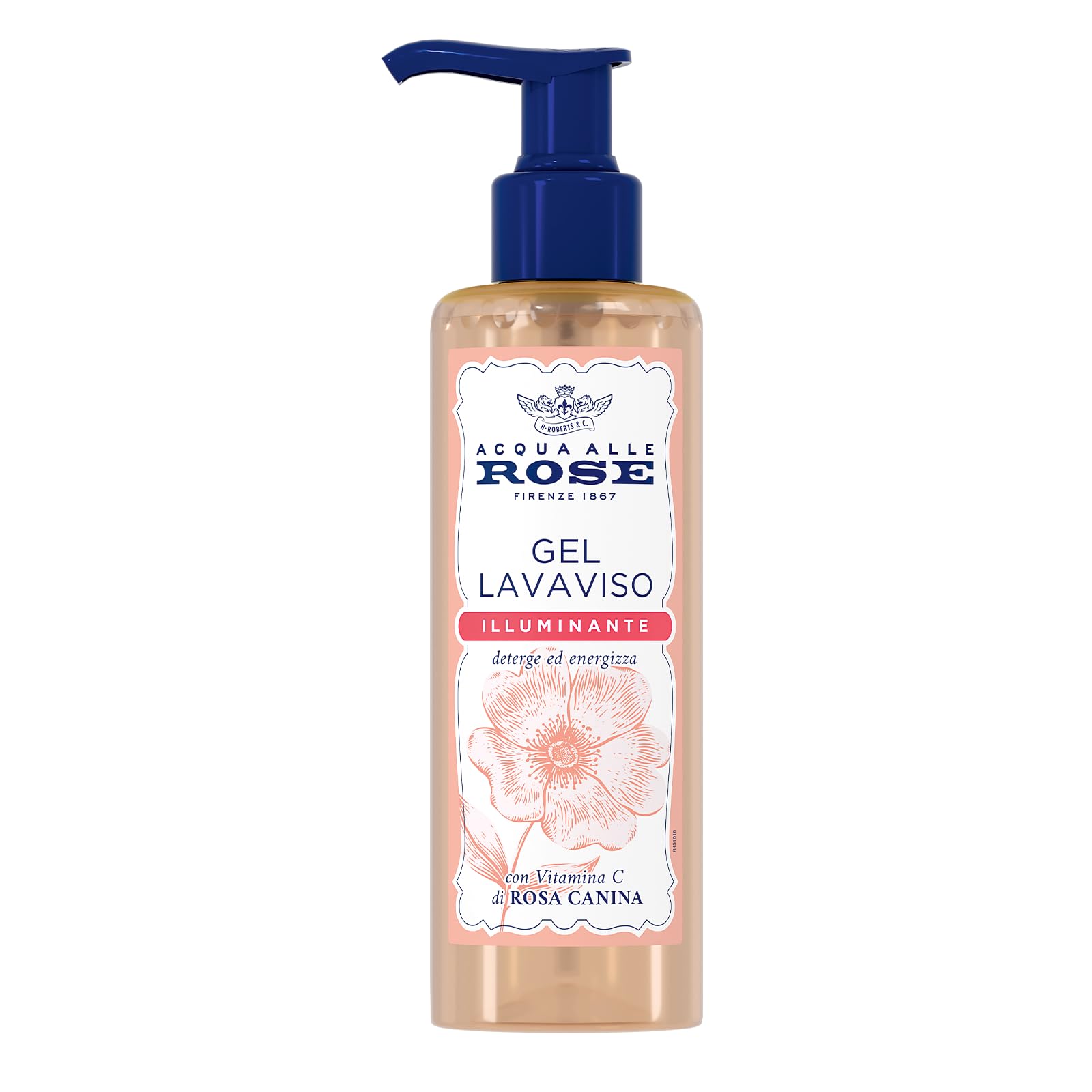 Acqua alle Rose, Gel Lavaviso Illuminante con Vitamina C, Detergente Viso Illuminante per Pelli Spente e Opache, Uso Quotidiano, 200 ml