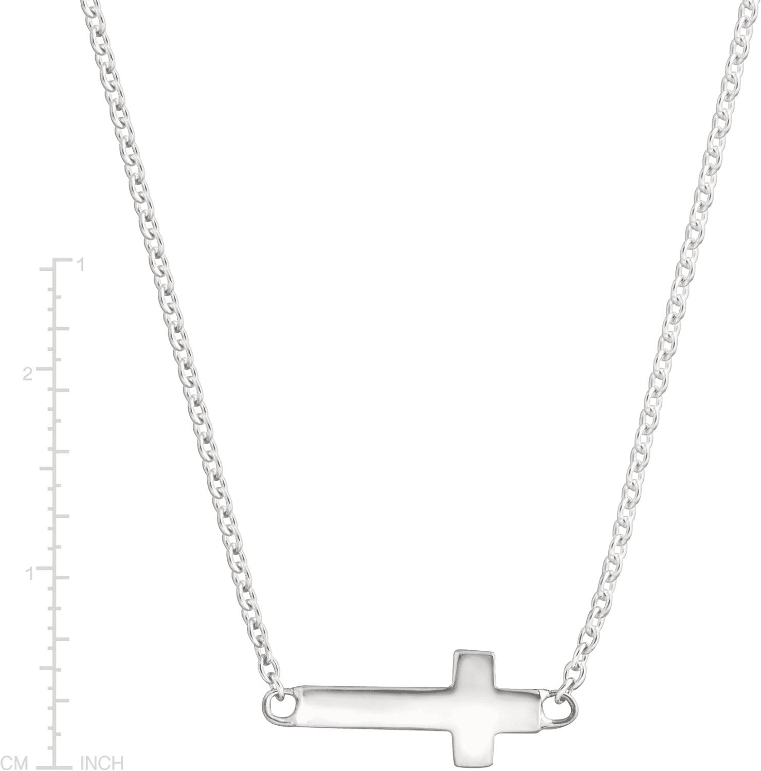 Simplex Horizontal Cross Pendant Necklace, Sterling Silver, White - Image 5