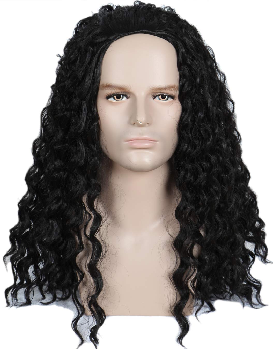 LinfairyLong Black Afro Curly Wig Halloween Cosplay Costume Wig For Women