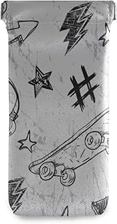 susiyo Drawn Skateboard Elements Glasses Case Portable Microfiber PU Leather Soft Sunglasses Bag Eyeglasses Pouch Holder Squeeze Top for Women Men