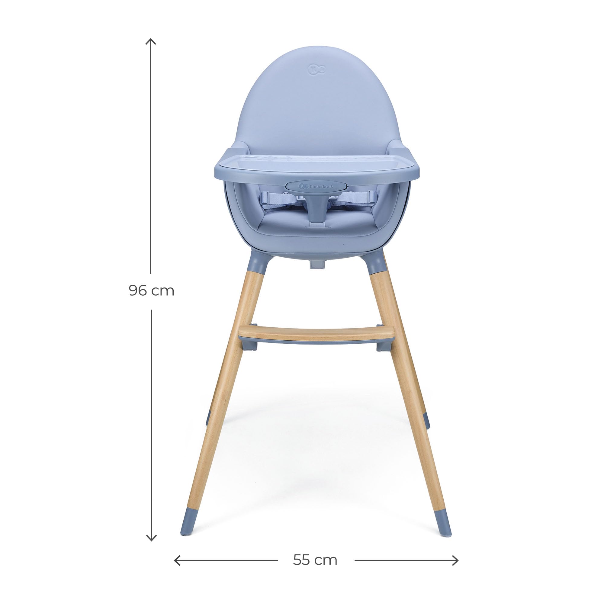 Kinderkraft FINI 2 Chaise Haute Bébé, 2 en 1, Fauteuil Enfant, Chaise Enfant, Puericulture Bébé, Évolutive, Réglable, Avec Plateau, Solide, Design Universel, Facilement lavable, 20kg, Nordic Breeze