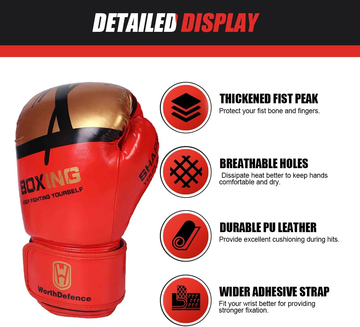 Boxing Glove, Boxing Gloves, Boxing Glove for Men, Women, Boys and Girls, Boxing Gloves with Thick Spike for Kickboxing, Sparring, Muay Thai, MMA