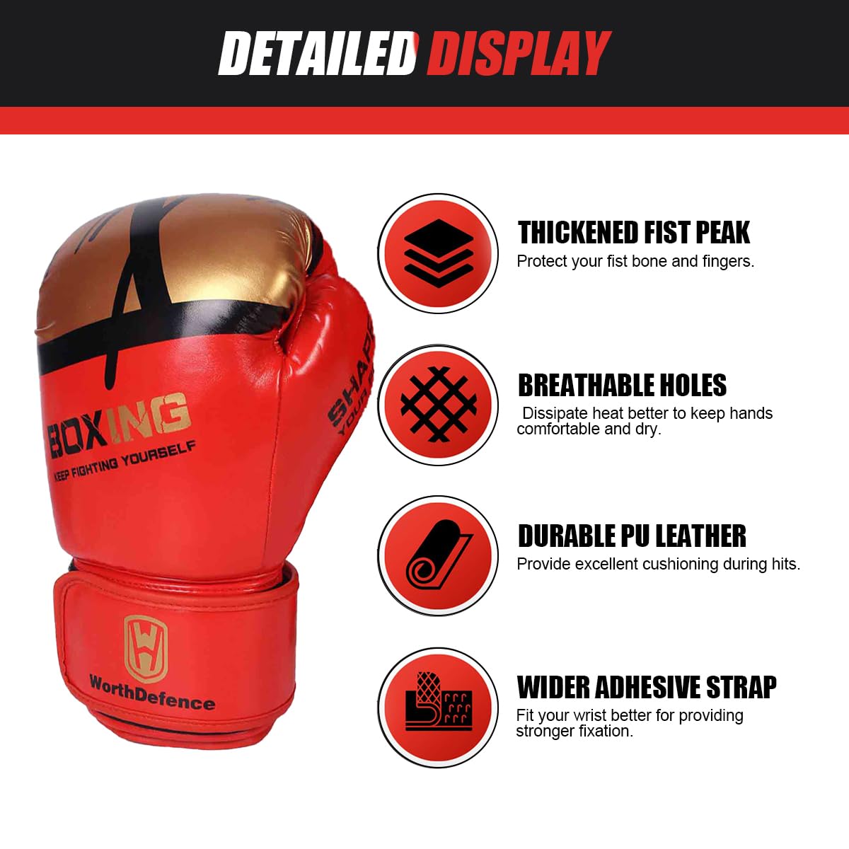 Gant de Boxe,Gants de Boxe,Gant Boxe pour Hommes,Femmes,Garçons et Filles,Gants Boxe avec Pic Épais pour Kickboxing,Sparring,Muay Thai,MMA