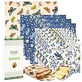9 Stück Bienenwachstücher für Lebensmittel Wiederverwendbar, Naturwachs und Bio-Baumwolle Wachspapier für Lebensmittel Großes Wachspapier für Brot Käse Obst Aufbewahren, 5x Klein 3x Mittel 1x Groß