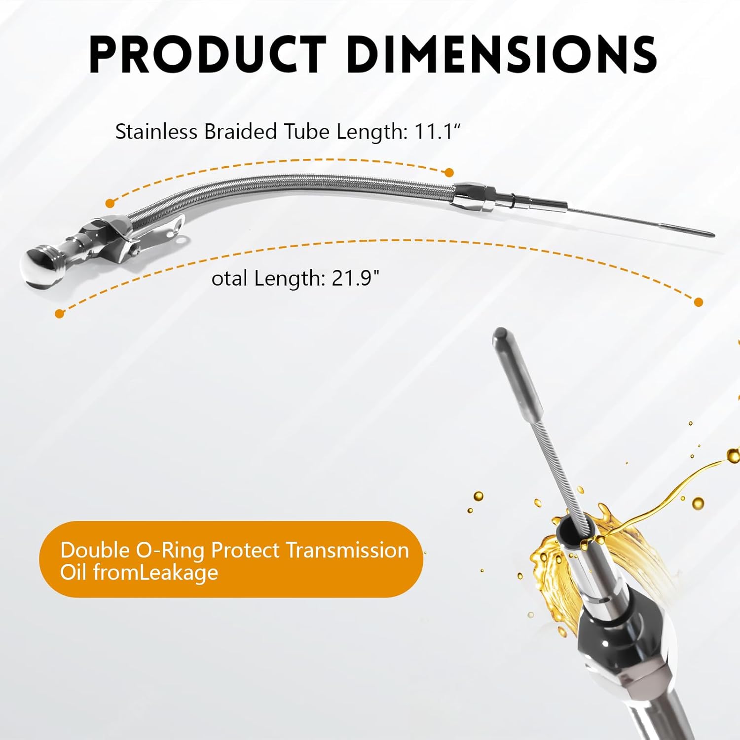 HAHAHA- Ls Truck Upgraded Chrome Flexible Oil Dipstick Compatible with LS Trucks (LSX/LS1/LS2/LS6 4.8L 5.7L 6.0L 6.2L) - Chromer, 21.79"