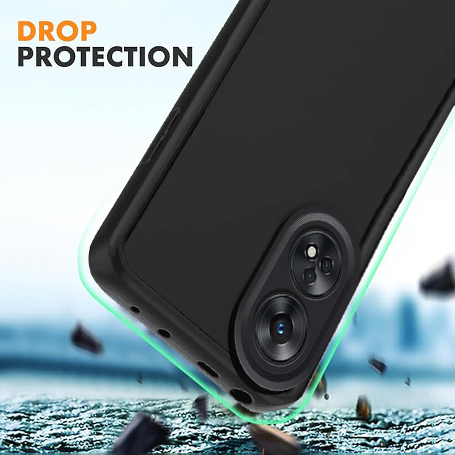HAOYE Cover Per Oppo Reno8T 4G Con Brillantini - Custodia TPU Morbida E Retro In Vetro Temperato, Paraurti Antishock, Ultra Sottile, Colore Cacciatore Di Luna