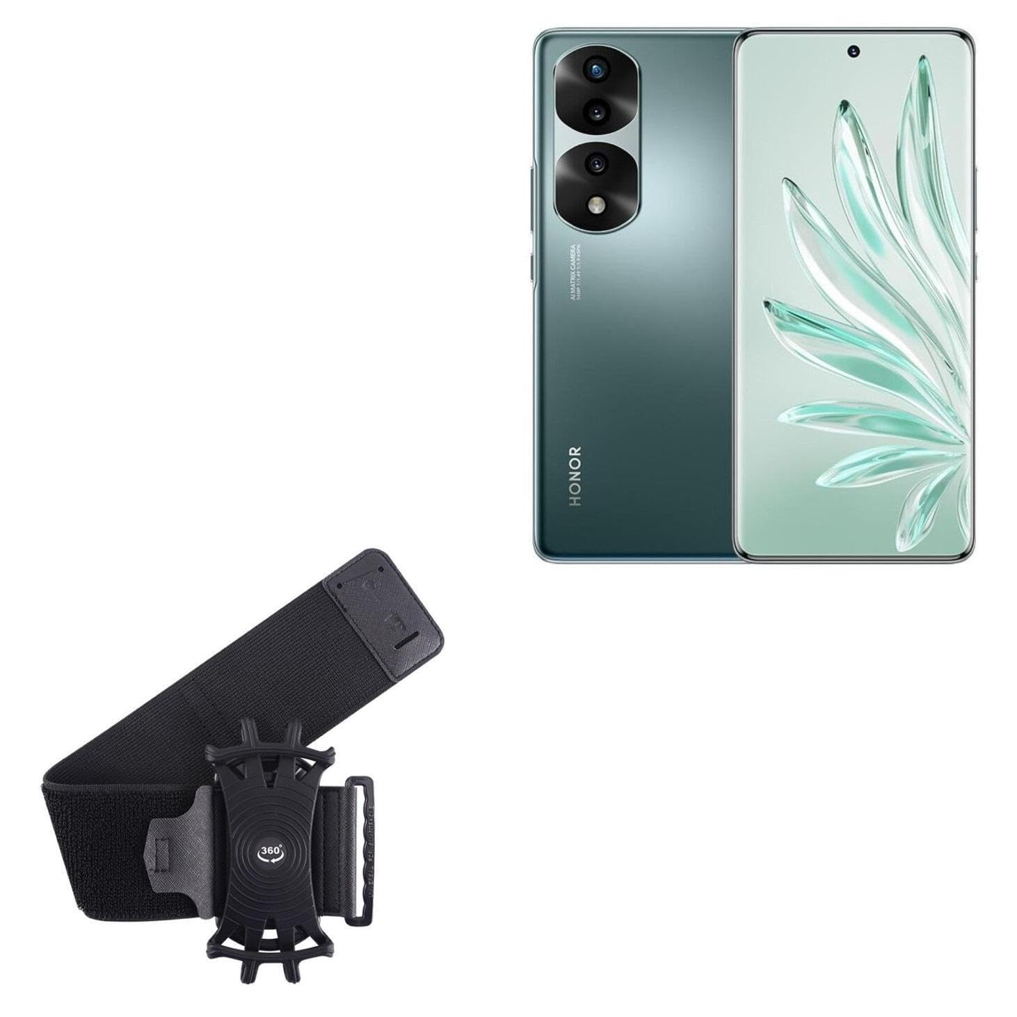 BoxWave Holster Compatible with Honor 70 Pro+ - ActiveStretch Sport Armband, Adjustable Armband for Workout and Running - Jet Black