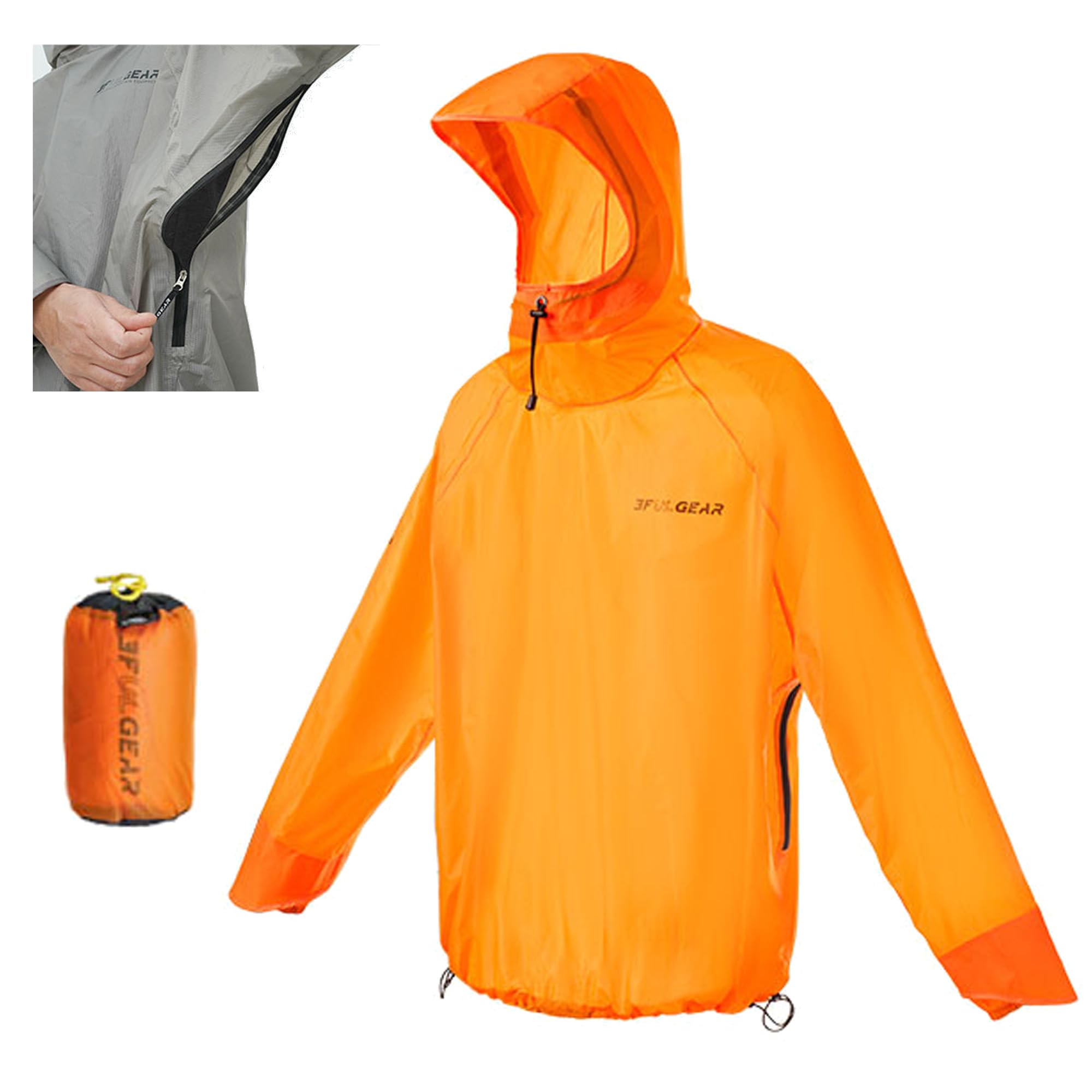 windhike 3F UL GEAR Ultraleichter Regenponcho – Atmungsaktiver seitlicher Reißverschluss, PU10000 mm Regenmantel für Erwachsene & Jugendliche, Herren Damen
