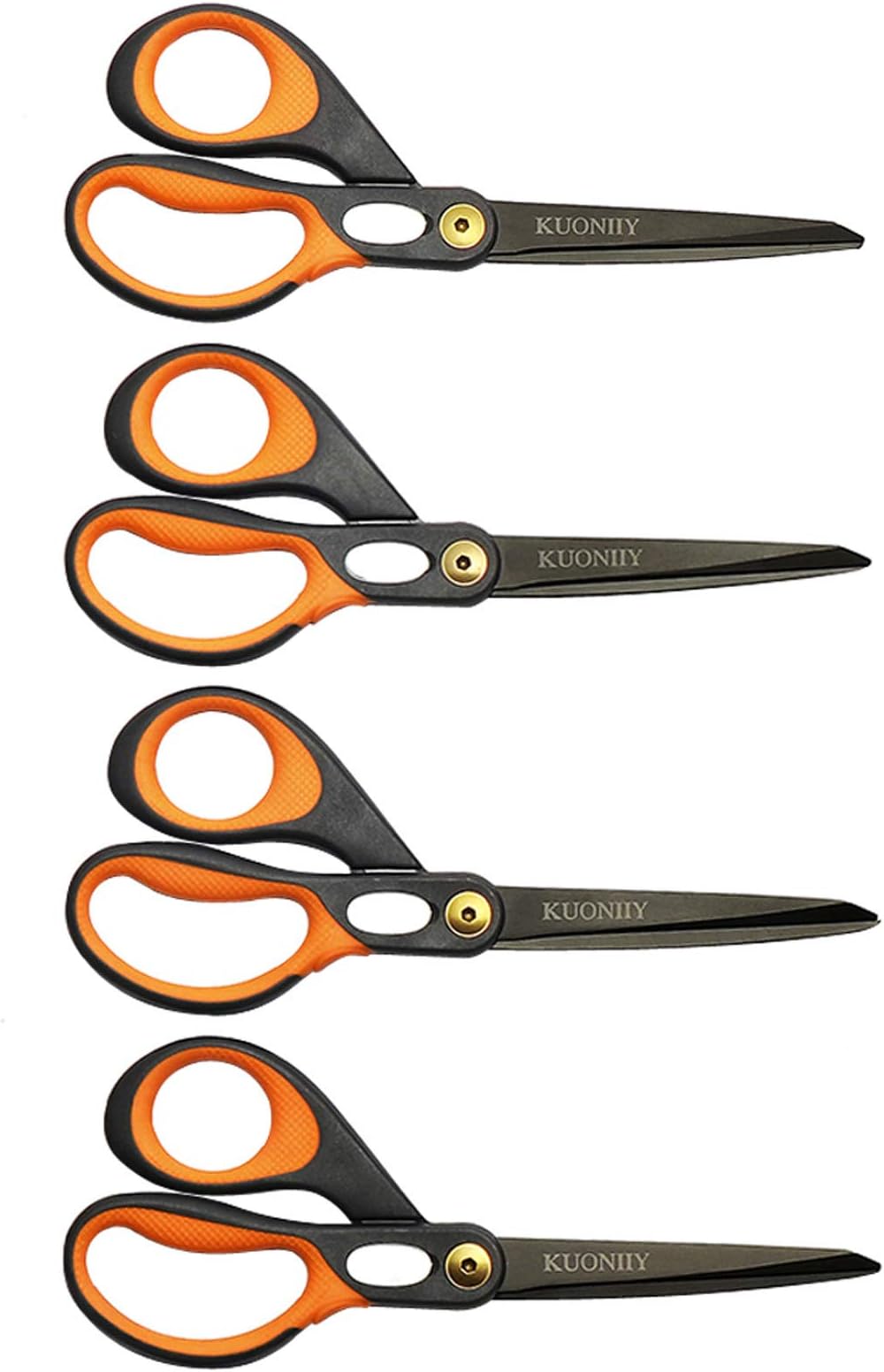 KUONIIY Scissors 8 Inch Ultra Sharp Titanium Coating Blades Soft Comfort-Grip Handles Multi-Purpose Scissors Set of 4