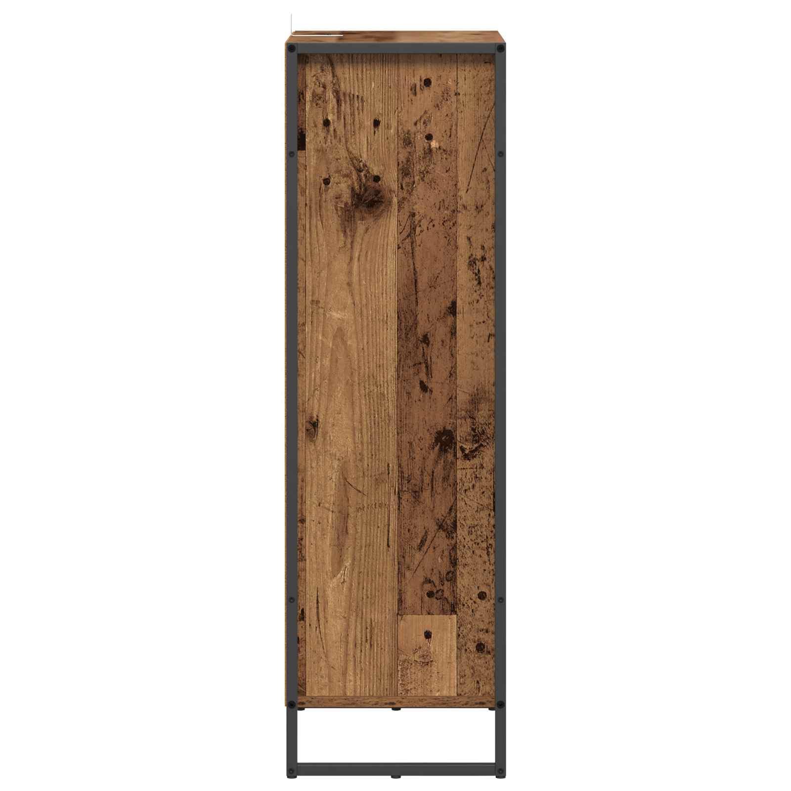 Mueble de baño de madera vieja 40 x 30 x 100 cm con cajón y puerta, ahorra espacio, patas de acero, moderno
