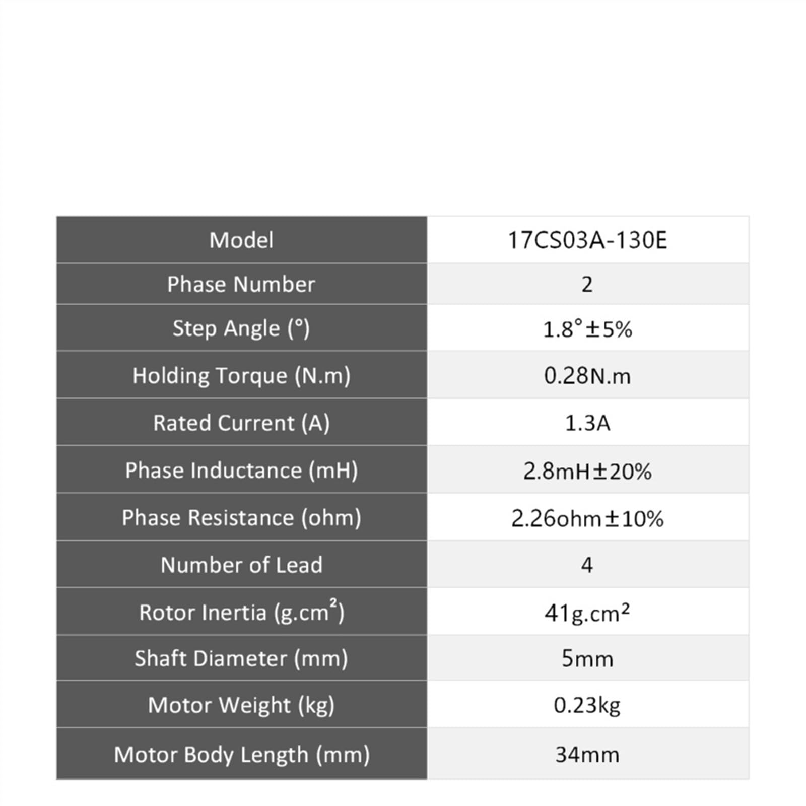 Motor paso a paso Motor paso a paso Nema 17 de 34mm, 28N.cm, 1,3a, Motor paso a paso de 2 fases for fresadora de grabado de impresora 3D CNC(17CS03A 5PCS)