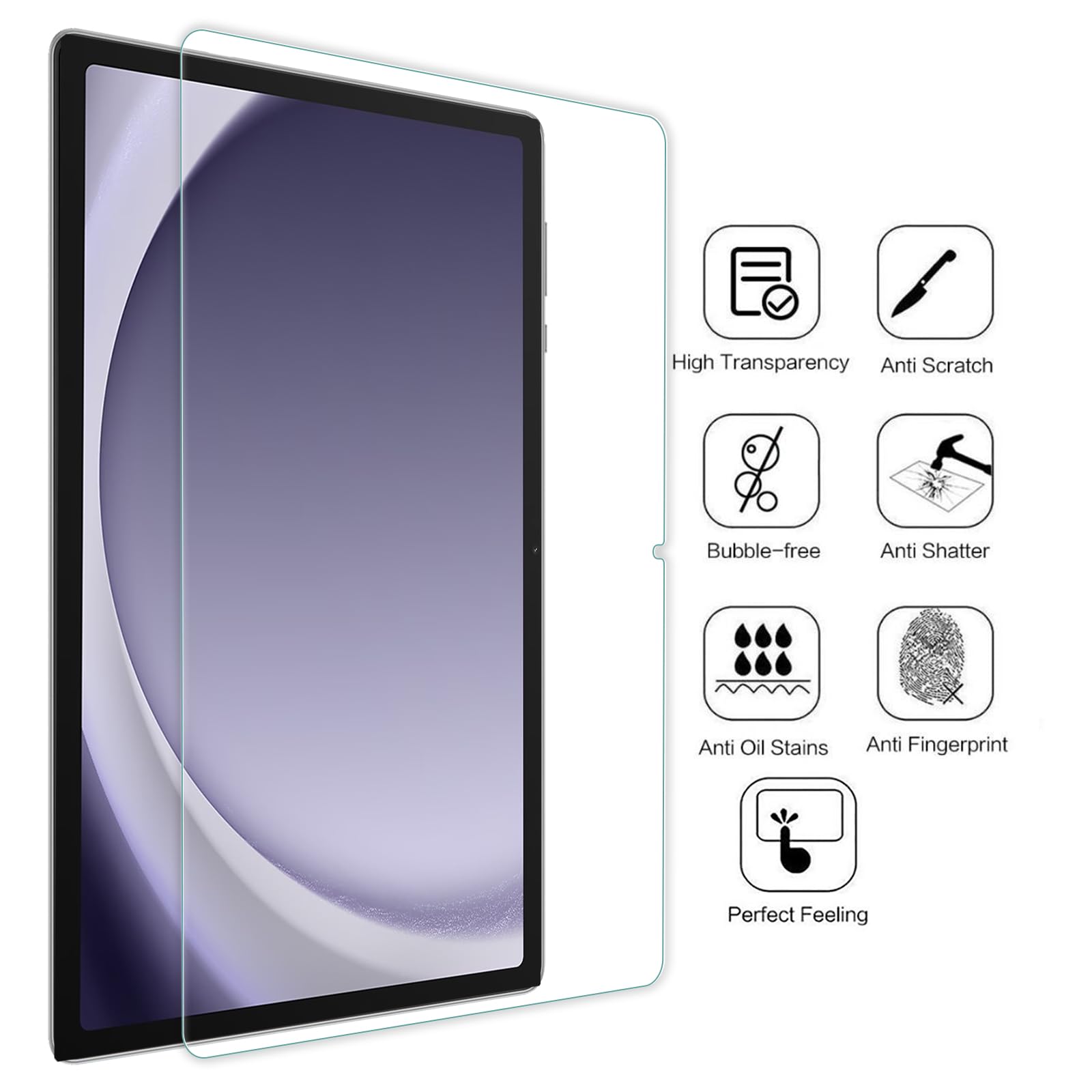 WD&CD 2 Pack Screen Protector Compatible with Samsung Galaxy Tab A9+ 11 Inch, Tempered Glass Film Replacement for Galaxy Tab A9+ 11 Inch?Anti Scratch ??Anti Bubble??High Definition?