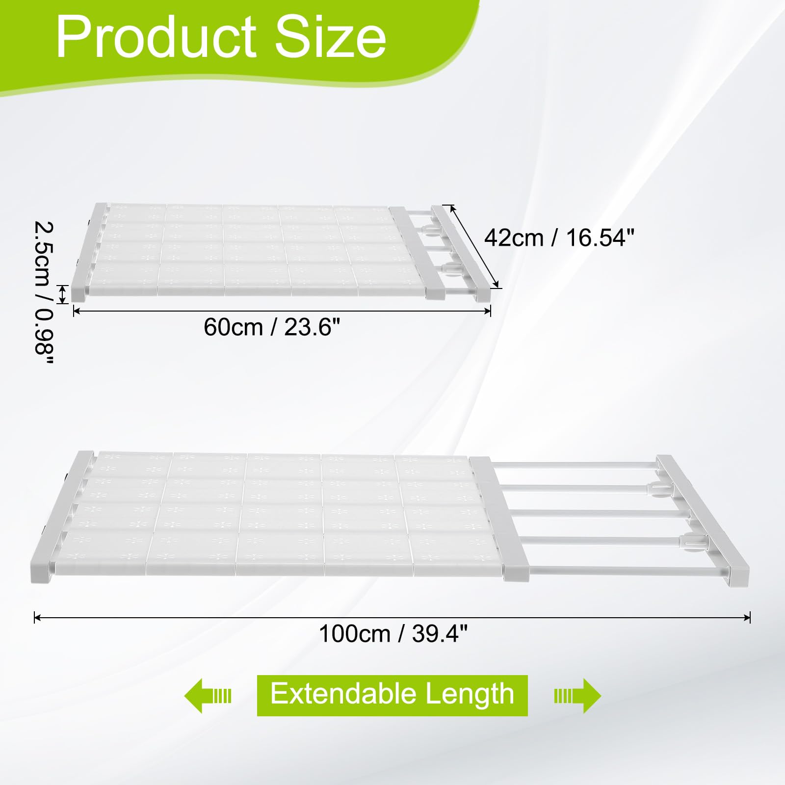 QUARKZMAN Estante Tensible para Armario Expandible De 60cm A 100cm Organizador De Armario Ajustable 2.5cm X 42cm Estante De Almacenamiento con Diseño Floral para Armario Cocina Dormitorio | Organizador De Armario Ajustable 2.5cm X 42cm Estante De Almacena