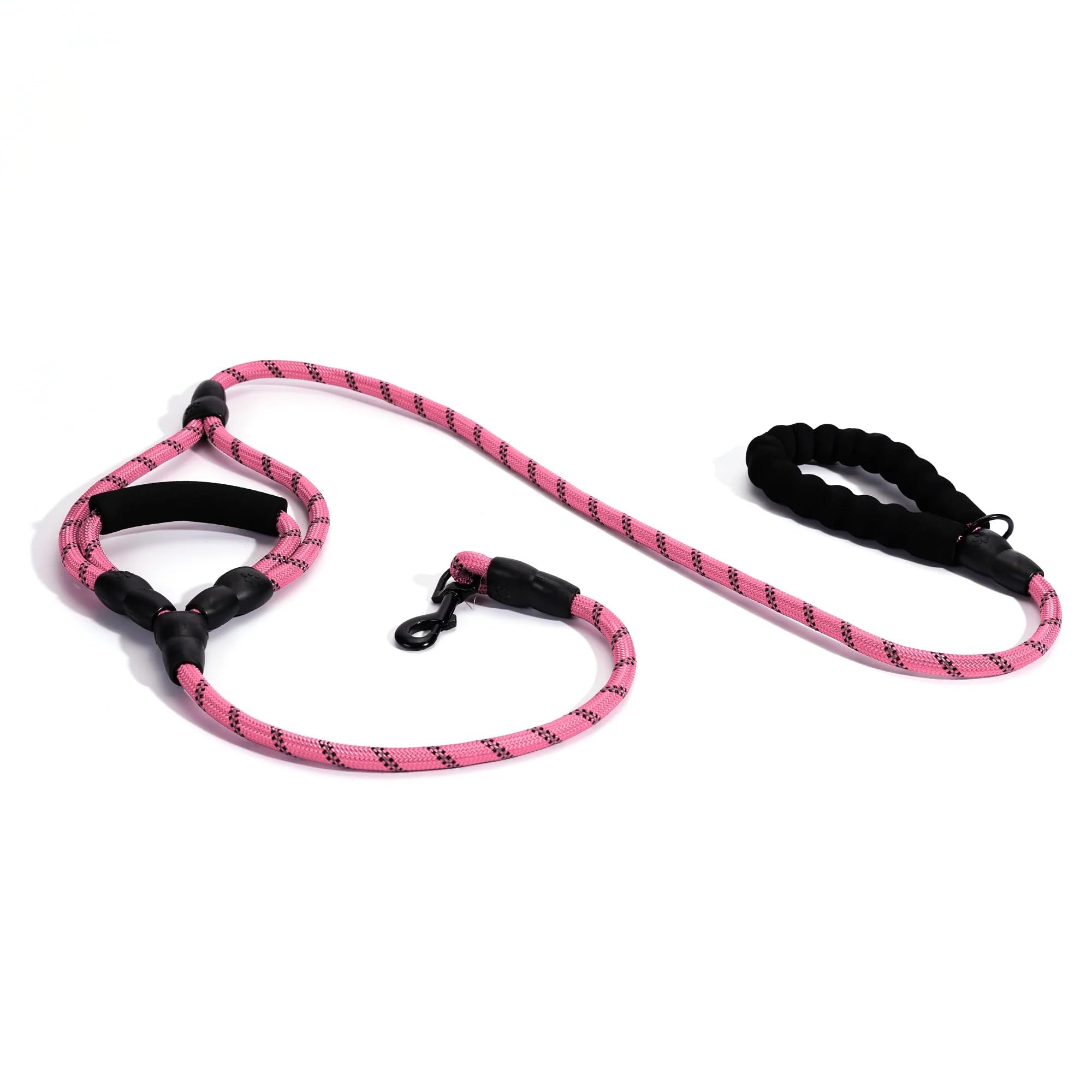 Correa Perro con asa Acolchada Correas Reflectantes de 1.2 * 180CM de Correa Larga Perro Medianos Grandes y Pequeños Anti-Tirón Correa Adiestramiento Rosa