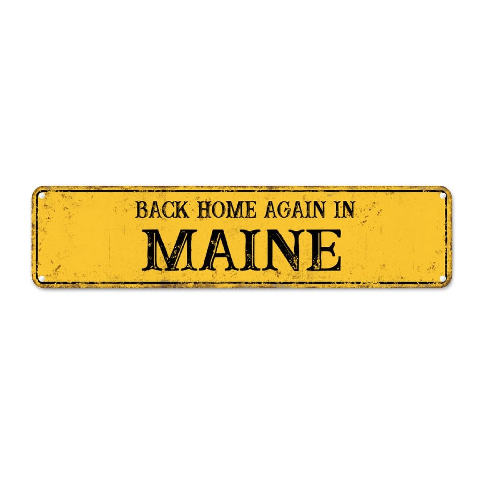 Plaque murale rétro en métal durable grand format Maine State Decor 61x15.2cm